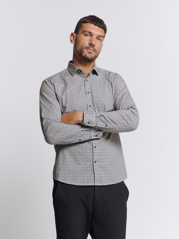 No Excess - Overhemd lange mouw - Blauw - Shirt Stretch Allover Printed - 26451131