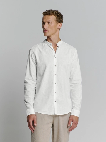 No Excess - Overhemd lange mouw - Ecru - Shirt Granddad Solid With Line - 27470218Sn