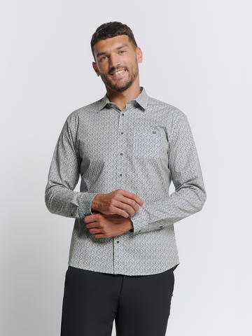 No Excess - Overhemd lange mouw - Ecru - Shirt Stretch Allover Printed - 26451133