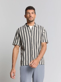 No Excess - Polo - Ecru - Shirt Short Sleeve Zig Zag Jac - 28490488