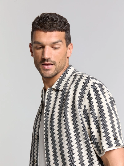 No Excess - Polo - Ecru - Shirt Short Sleeve Zig Zag Jac - 28490488