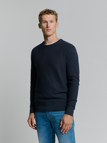 No Excess - Sweater lange mouw - Donkerblauw - Pullover Crewneck 2 Coloured W - 26211112