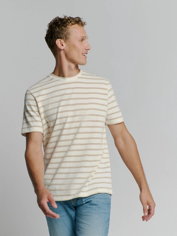 No Excess - T-shirt korte mouw - Ecru - T-Shirt Crewneck Jacquard Stri - 27350304
