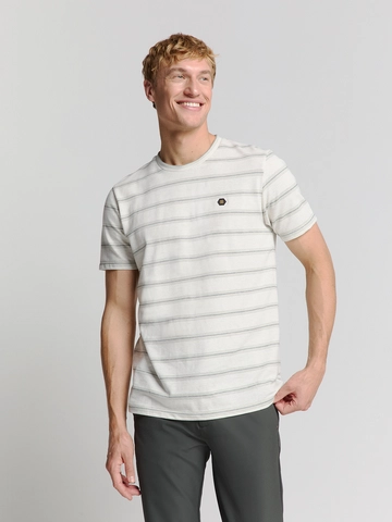 No Excess - T-shirt korte mouw - Ecru - T-Shirt Crewneck Jacquard Stri - 28350450
