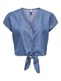 Only - Blouse korte mouw - Blauw - Onlbea Siesta Ss Knot Dnm Shir - 15344181