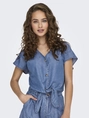 Only - Blouse korte mouw - Blauw - Onlbea Siesta Ss Knot Dnm Shir - 15344181