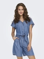 Only - Blouse korte mouw - Blauw - Onlbea Siesta Ss Knot Dnm Shir - 15344181