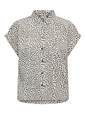 Only - Blouse korte mouw - Ecru - Onlhannover Life S/S Shirt Wvn - 15351855