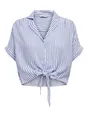 Only - Blouse korte mouw - Ecru - Onlpaula Life S/S Tie Shirt Wv - 15281497