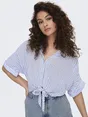 Only - Blouse korte mouw - Ecru - Onlpaula Life S/S Tie Shirt Wv - 15281497