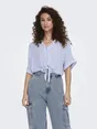 Only - Blouse korte mouw - Ecru - Onlpaula Life S/S Tie Shirt Wv - 15281497