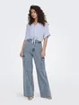 Only - Blouse korte mouw - Ecru - Onlpaula Life S/S Tie Shirt Wv - 15281497