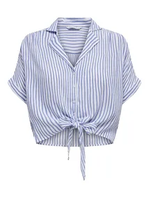 Only - Blouse korte mouw - Ecru - Onlpaula Life S/S Tie Shirt Wv - 15281497
