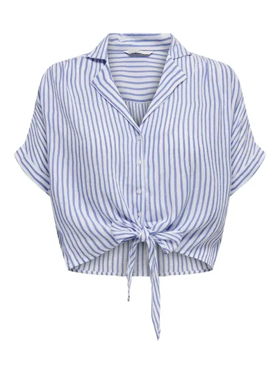 Only - Blouse korte mouw - Ecru - Onlpaula Life S/S Tie Shirt Wv - 15281497