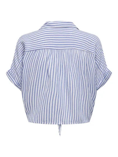 Only - Blouse korte mouw - Ecru - Onlpaula Life S/S Tie Shirt Wv - 15281497