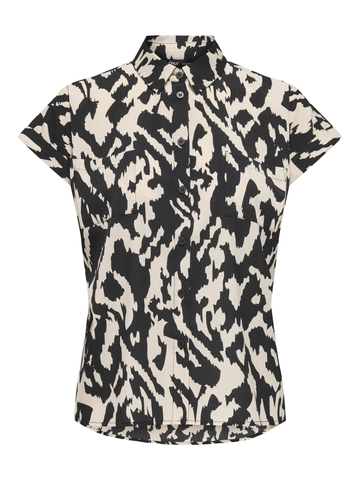 Only - Blouse korte mouw - Zwart - Onlhannover Life S/S Shirt Wvn - 15351855