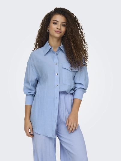 Only - Blouse lange mouw - Blauw - Onltania Life Ls Shirt Wvn - 15340270