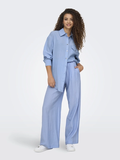 Only - Blouse lange mouw - Blauw - Onltania Life Ls Shirt Wvn - 15340270