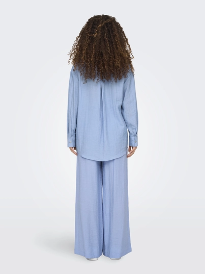 Only - Blouse lange mouw - Blauw - Onltania Life Ls Shirt Wvn - 15340270