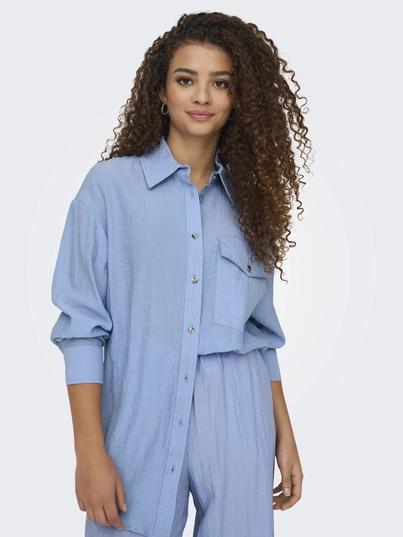 Only - Blouse lange mouw - Blauw - Onltania Life Ls Shirt Wvn - 15340270