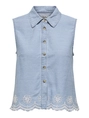 Only - Blouse mouwloos - Lichte Denim - Onlmoon S/L Brod Anglaise Dnm - 15348191