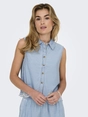 Only - Blouse mouwloos - Lichte Denim - Onlmoon S/L Brod Anglaise Dnm - 15348191