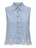 Only - Blouse mouwloos - Lichte Denim - Onlmoon S/L Brod Anglaise Dnm - 15348191