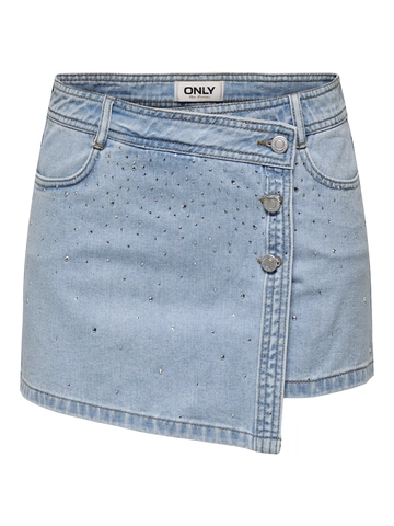 Only - Denim rok - Lichte Denim - Onllesly Reg Rhinestone Dnm Sk - 15349898