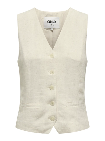 Only - Gilet - Ecru - Onliris-Siesta S/L Linen Bl Ve - 15348125