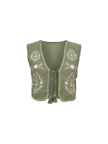 Only - Gilet - Groen - Onlthyra Sl Emb Vest Wvn - 15355338