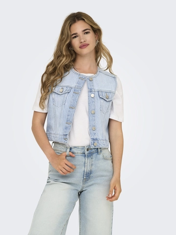 Only - Gilet - Lichte Denim - Onlfeliz Dnm Waistcoat Round C - 15351937