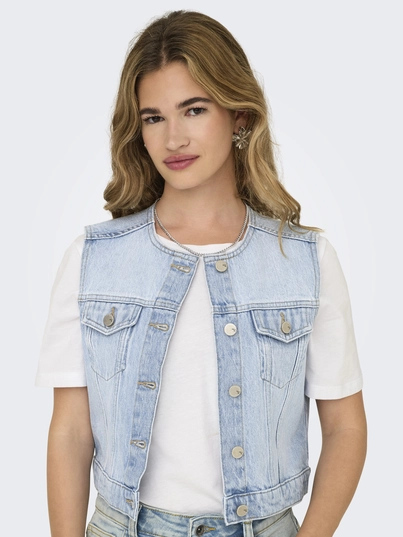 Only - Gilet - Lichte Denim - Onlfeliz Dnm Waistcoat Round C - 15351937