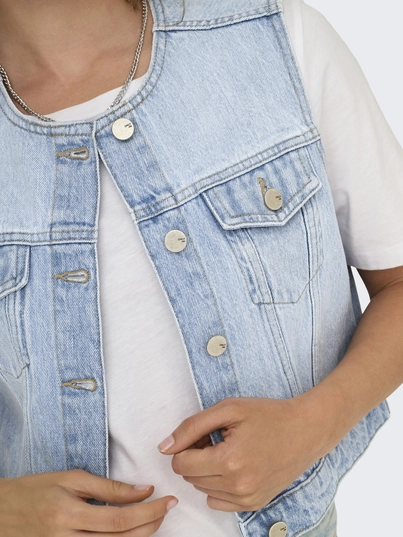 Only - Gilet - Lichte Denim - Onlfeliz Dnm Waistcoat Round C - 15351937