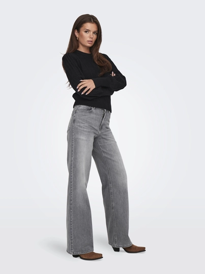 Only - Jeans - Lichtgrijs - Onlmadison Blush Hw Wid Dnm Re - 15299800