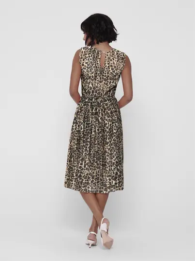 Only - Jurk - Dierenprint - Onlelema S/L Plisse Dress Box - 15201887