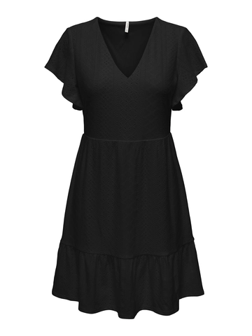 Only - Jurk - Zwart - Onlsandra S/S V-Neck Dress Jr - 15289687