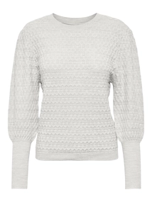 Only - Onlfaye Life Ls O-Neck Cs Knt - Trui met ronde hals - Ecru - 15264797