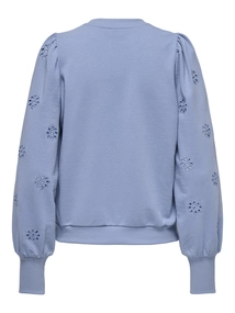Only - Onlfemme L/S Puff Embroidery - Trui met ronde hals - Blauw - 15315687