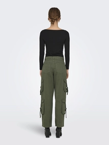 Only - Onlmalfy Mw Wide Cargo Pant - Trendy katoen/synthetische broek - Middengroen - 15338437
