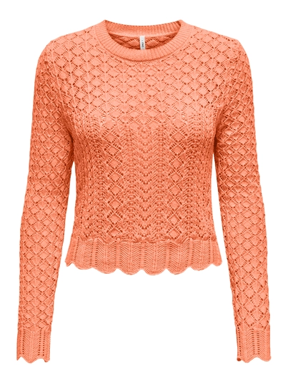 Only - Onlsaga Life Ls O-Neck Cc Knt - Trui met ronde hals - Oranje - 15339668