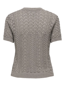 Only - Onlsaga Life Ss O-Neck Cc Knt - Trui met ronde hals - Middengrijs - 15339662