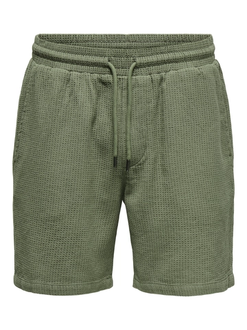Only&Sons - Korte broek katoen - Donkergroen - Onsbertil Waffle Shorts - 22032055