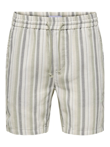 Only&Sons - Korte broek katoen - Groen - Onstrev Life Reg Stru Stripe S - 22026950