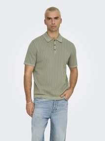Only&Sons - Onsmoon Reg 12 Ss Polo Knit - Polo korte mouw - Middengroen - 22032760
