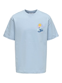 Only&Sons - Onspalm Days Print Rlx Tee - T-shirt korte mouw - Lichtblauw - 22033417