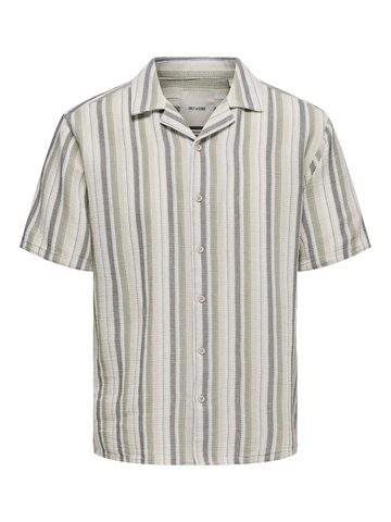 Only&Sons - Overhemd korte mouw - Groen - Onstrev Life Reg Stripe Ss Shi - 22025659