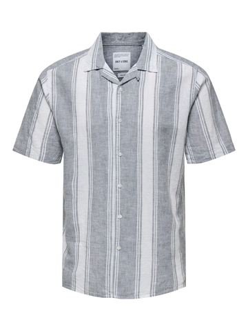 Only&Sons - Overhemd lange mouw - Grijs - Onscaiden Life Stripe Linen Re - 22026109