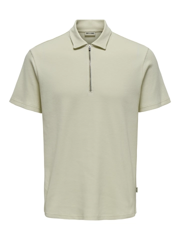 Only&Sons - Polo - Beige - Onscal Reg Struct Ss Halfzip P - 22032821