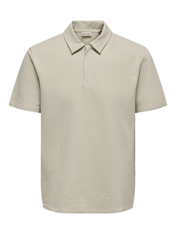 Only&Sons - Polo - Beige - Onskian Life Reg Seersucker Ss - 22028694