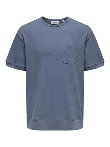 Only&Sons - T-shirt korte mouw - Blauw - Onscal Struct Crew Ss Tee - 22032822